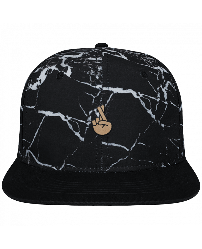 Snapback Cap black mineral Crown pattern Doigts croisés white brodé et toile imprimée motif minéral noir et 