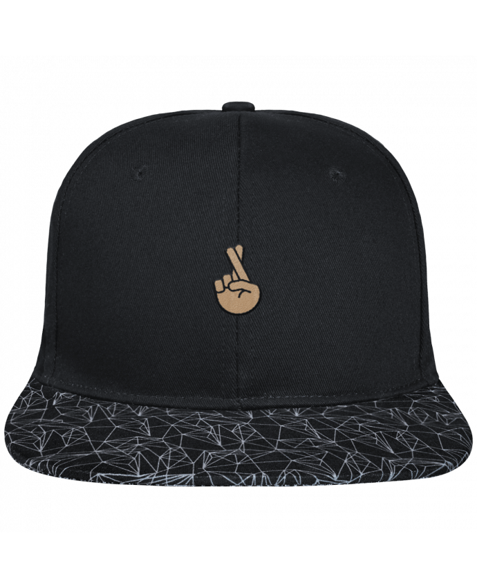 Gorra Snapback Visera Diseño Geométrico Negro Doigts croisés white brodé avec toile noire 100% coton et visière