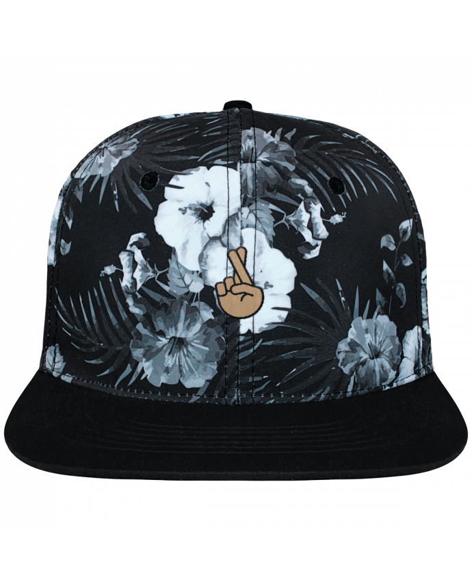 Snapback Cap Hawaii Crown pattern Doigts croisés white brodé et toile imprimée motif floral noi