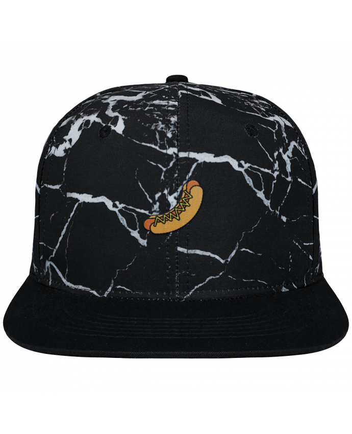 Casquette SnapBack Couronne Graphique Minéral Noir Hot dog brodé et toile imprimée motif minéral noir et blanc