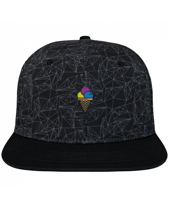 Snapback Cap geometric Crown pattern Ice cream brodé avec toile imprimée et visière noire