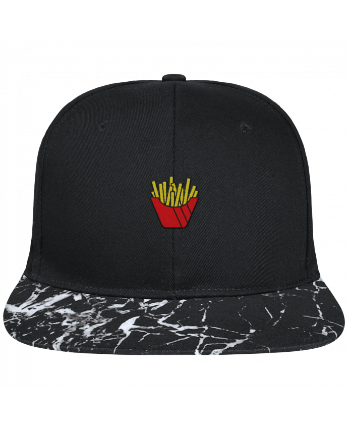 Snapback Cap visor black mineral pattern Frites brodé avec toile noire 100% coton et visière imprimée motif m