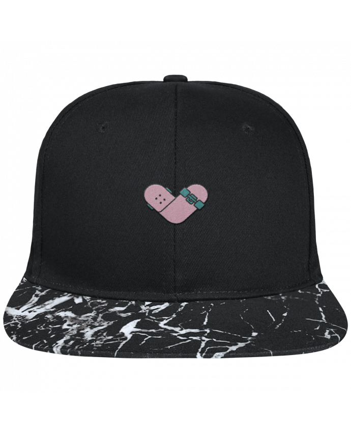Snapback black visiere minerale Coeur skate brodé avec toile noire 100% coton et visière imprimée mo