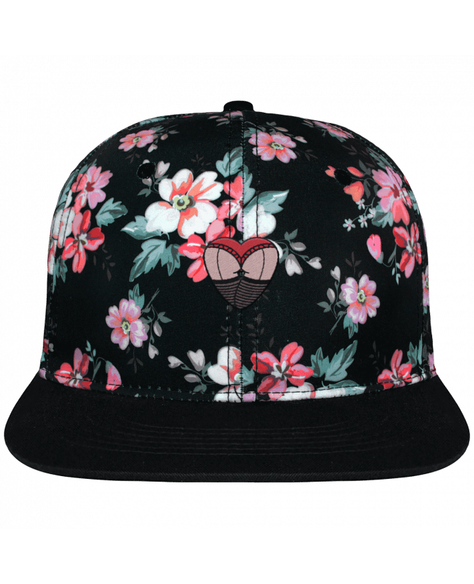 Snapback Cap Black Floral crown pattern Fesses dentelle brodé avec toile motif à fleurs 100% polyester et vi