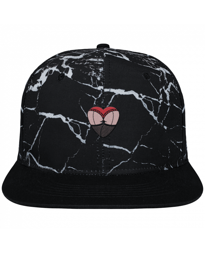 Snapback Cap black mineral Crown pattern Fesses dentelle brodé et toile imprimée motif minéral noir et blanc