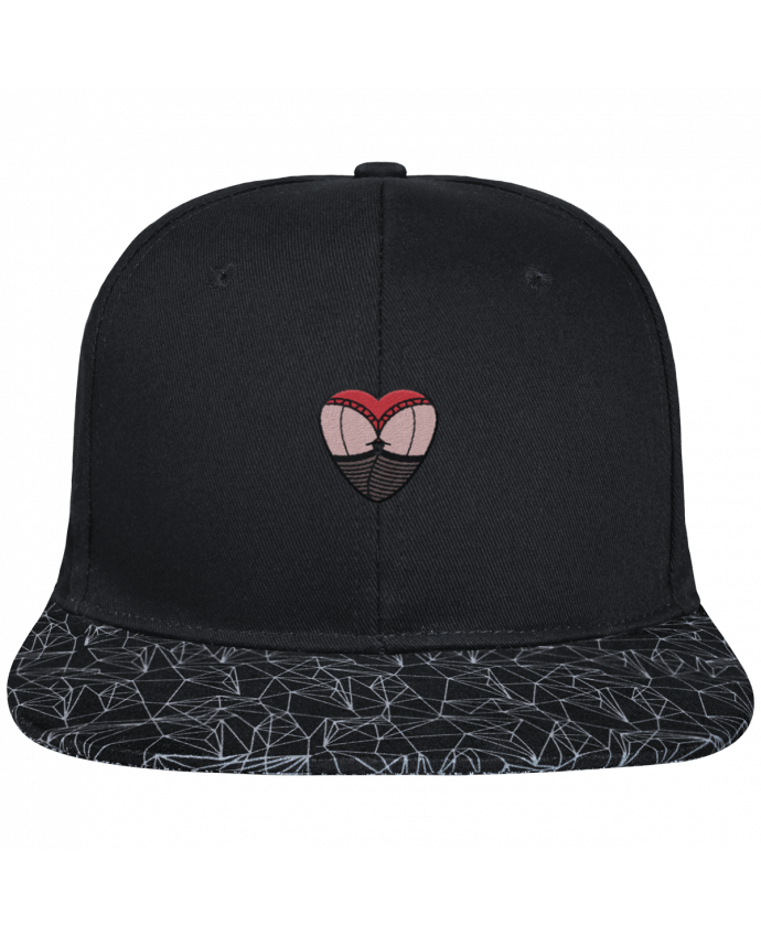 Snapback Cap visor black geometric pattern Fesses dentelle brodé avec toile noire 100% coton et visière impr