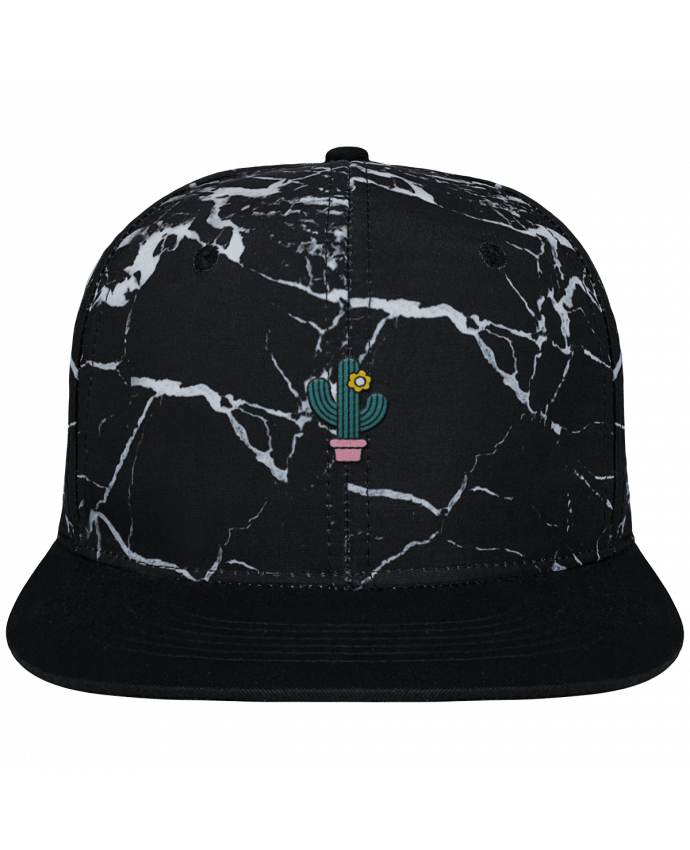 Snapback Cap black mineral Crown pattern Cactus brodé et toile imprimée motif minéral noir et blanc