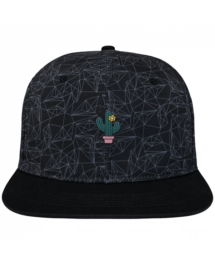 Snapback Cap geometric Crown pattern Cactus brodé avec toile imprimée et visière noire