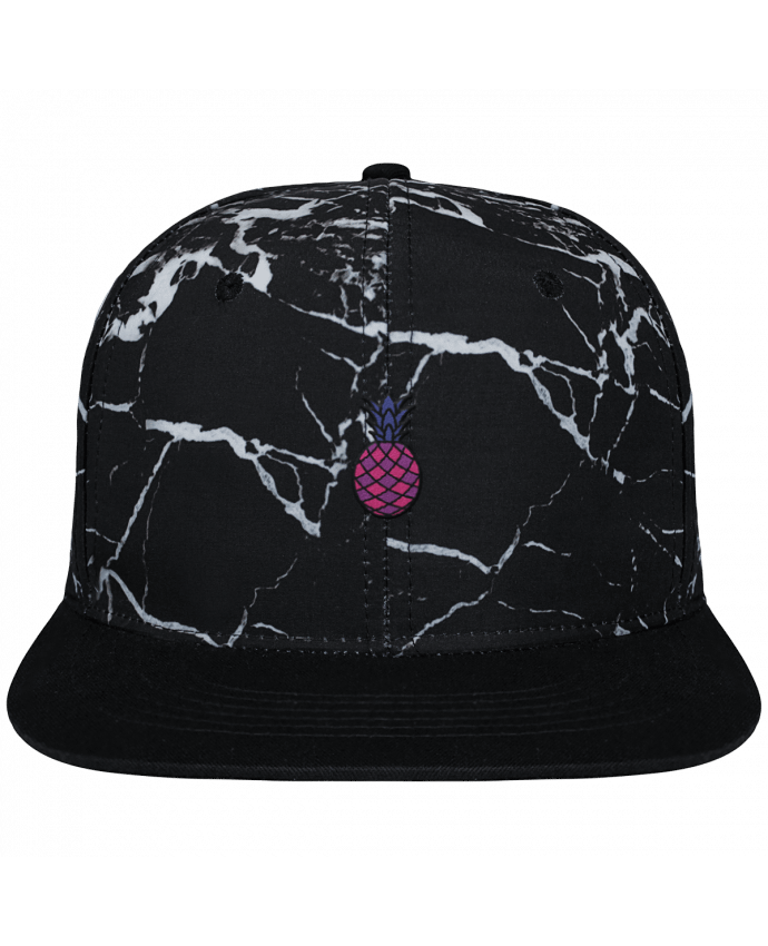 Snapback Cap black mineral Crown pattern Ananas violet brodé et toile imprimée motif minéral noir et blanc