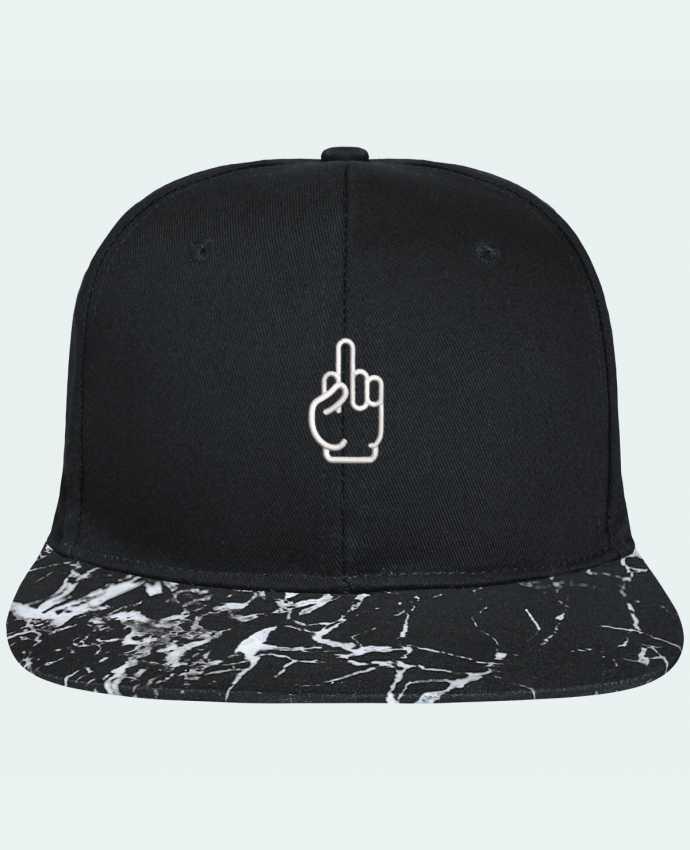 Gorra Snapback Visera Mineral negro Fuck brodé avec toile noire 100% coton et visière imprimée motif min