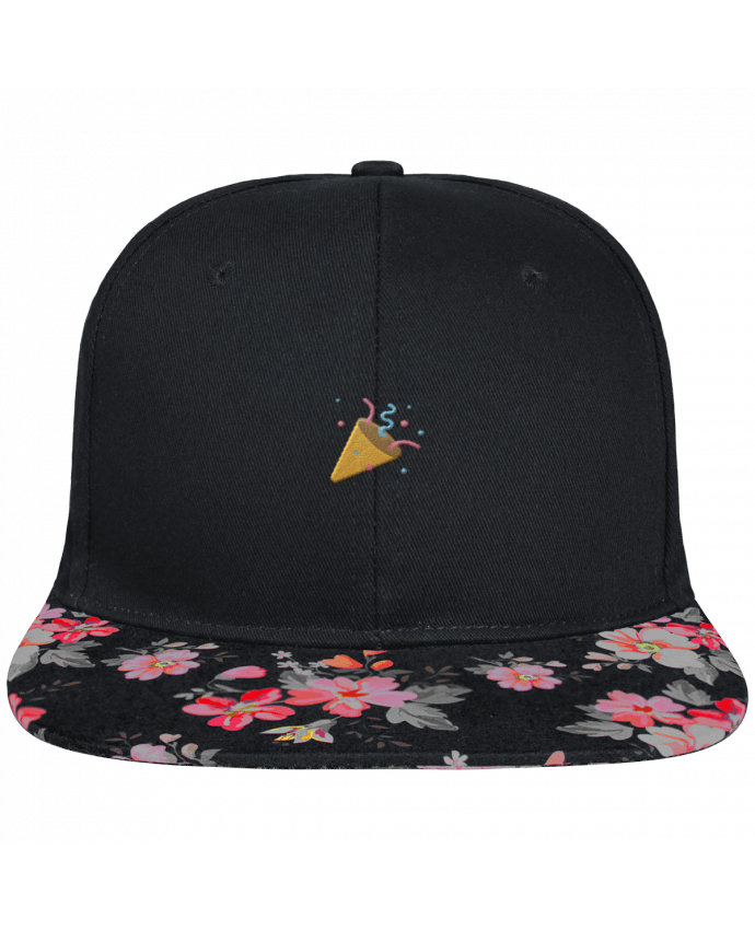 Snapback Cap visor black floral Crown pattern Party brodé et visière à motifs 100% polyester et toile coton