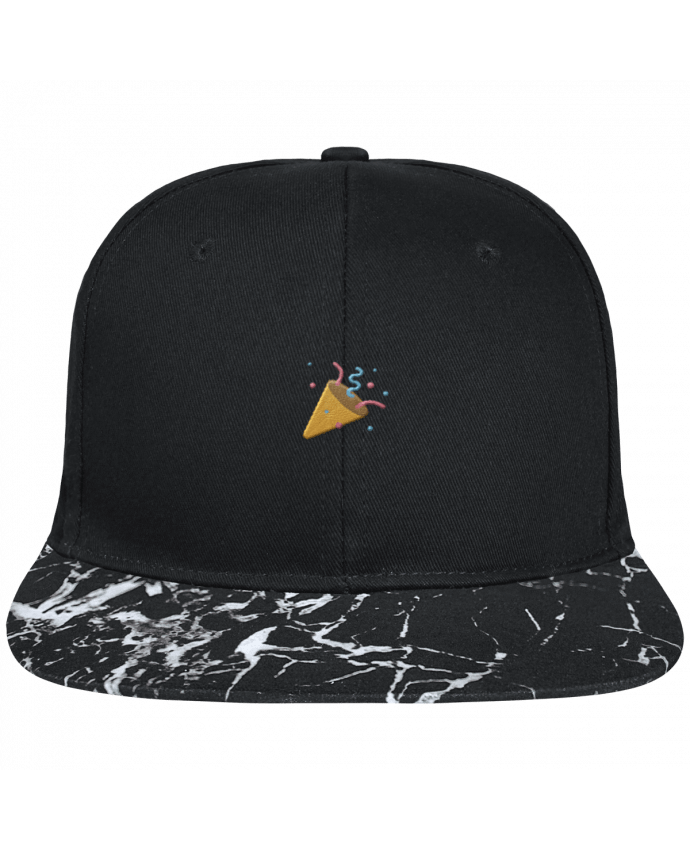 Snapback Cap visor black mineral pattern Party brodé avec toile noire 100% coton et visière imprimée motif mi