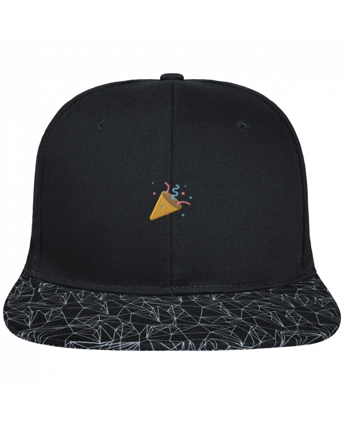 Snapback Cap visor black geometric pattern Party brodé avec toile noire 100% coton et visière imprimée 100% 