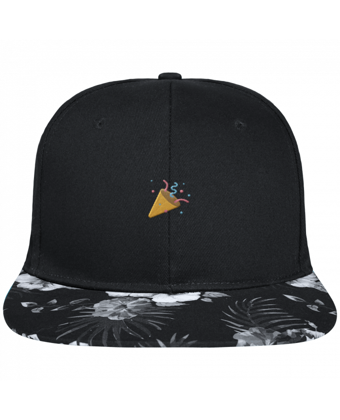 Snapback Cap visor Hawaii Crown pattern Party brodé avec toile noire 100% coton et visière imprimée fleurs 100% poly