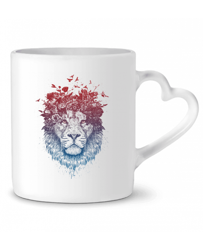 Mug coeur Floral lion III par Balàzs Solti