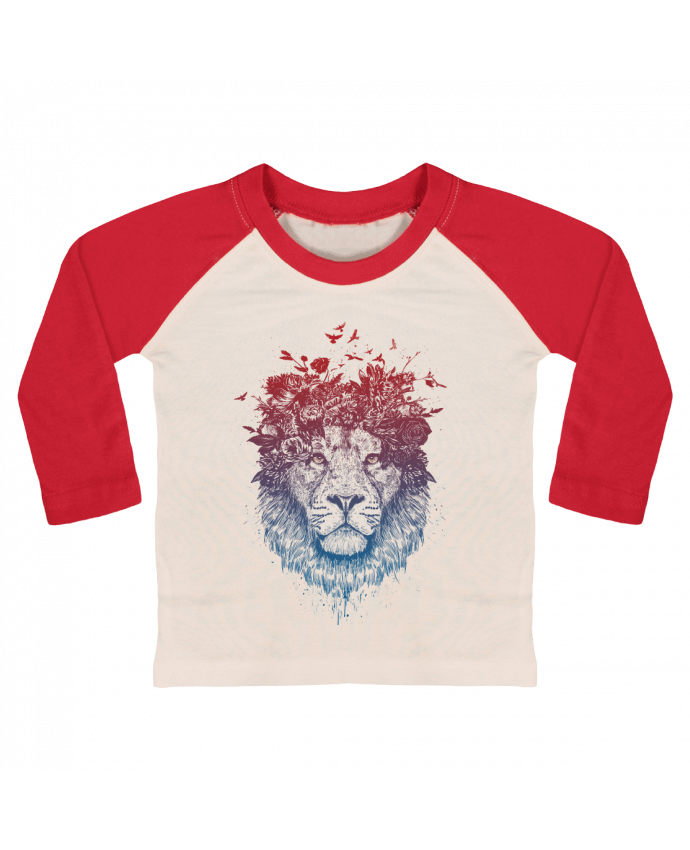 T-shirt baby Baseball long sleeve Floral lion III by Balàzs Solti
