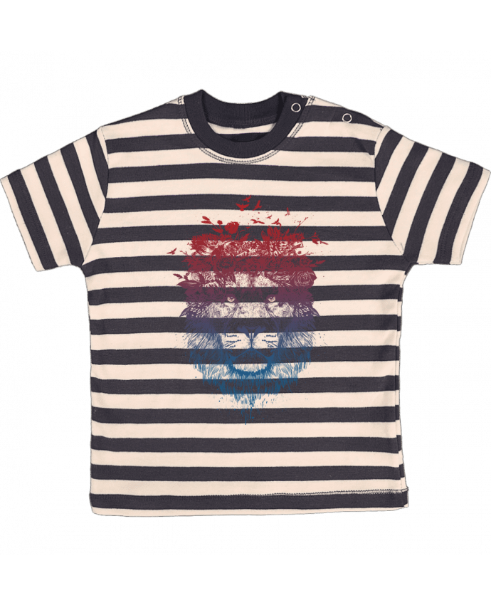 T-shirt baby with stripes Floral lion III by Balàzs Solti