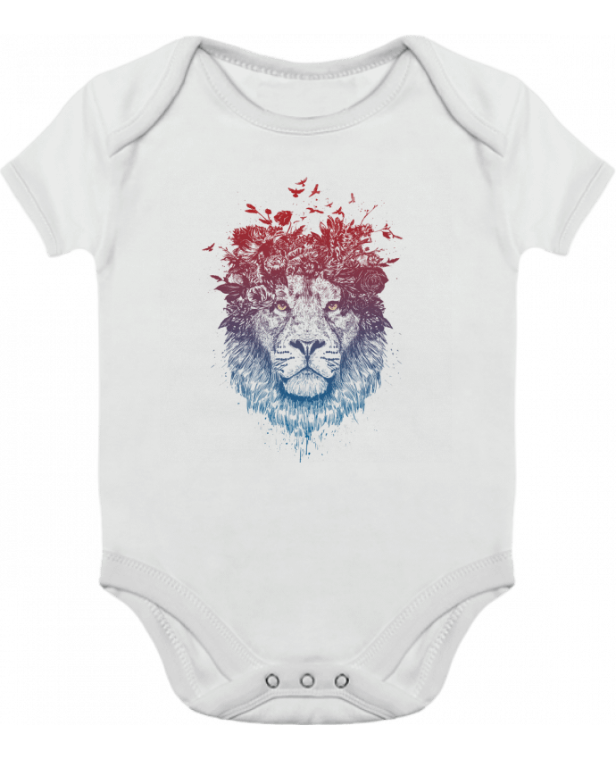Body bébé manches contrastées Floral lion III par Balàzs Solti