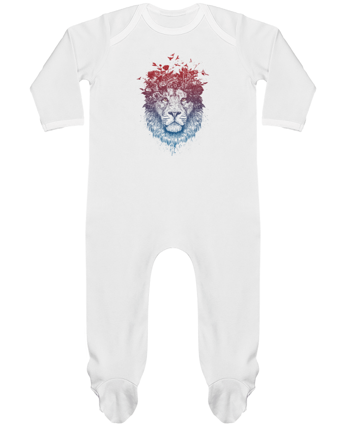 Baby Sleeper long sleeves Contrast Floral lion III by Balàzs Solti