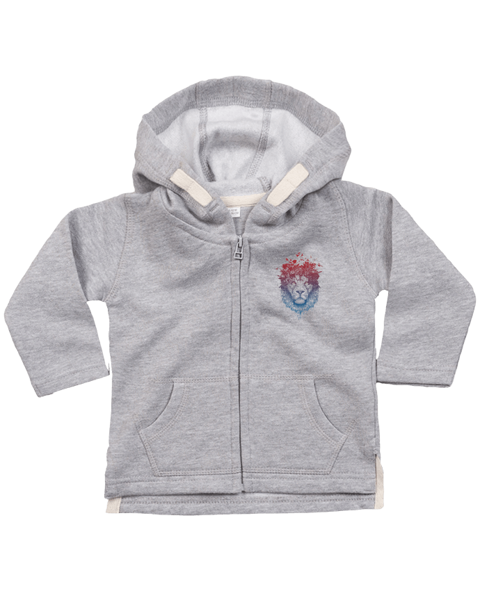 Hoddie with zip for baby Floral lion III by Balàzs Solti
