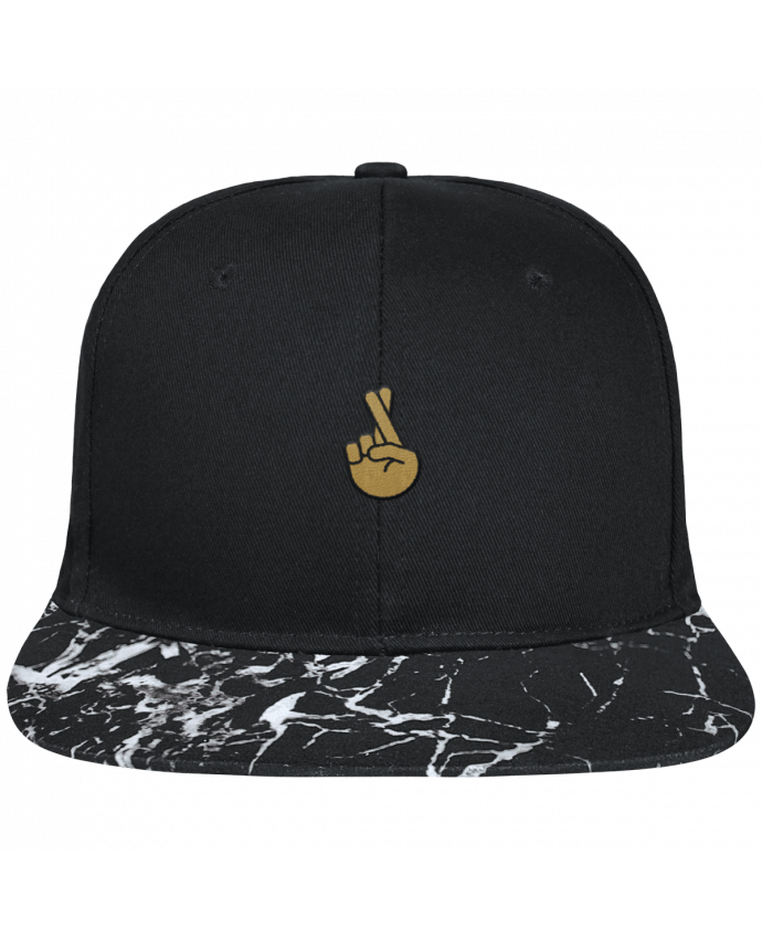 Gorra Snapback Visera Mineral negro Doigts croisés yellow brodé avec toile noire 100% coton et visière i