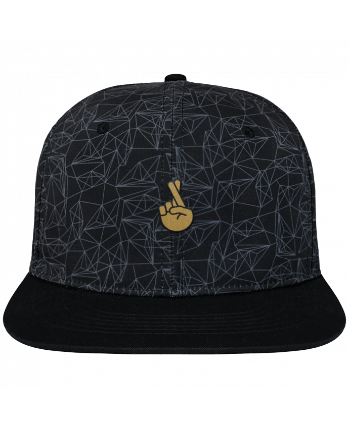 Snapback Cap geometric Crown pattern Doigts croisés yellow brodé avec toile imprimée et visière noire