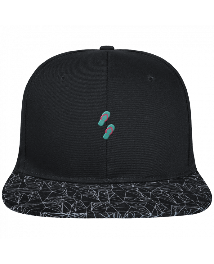 Snapback Cap visor black geometric pattern Tongues brodé avec toile noire 100% coton et visière imprimée 100
