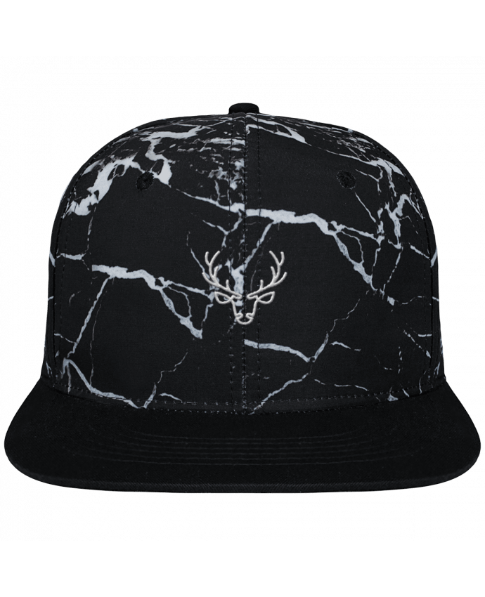 Casquette snapback black mineral Cerf brodé et toile imprimée motif minéral noir et blanc