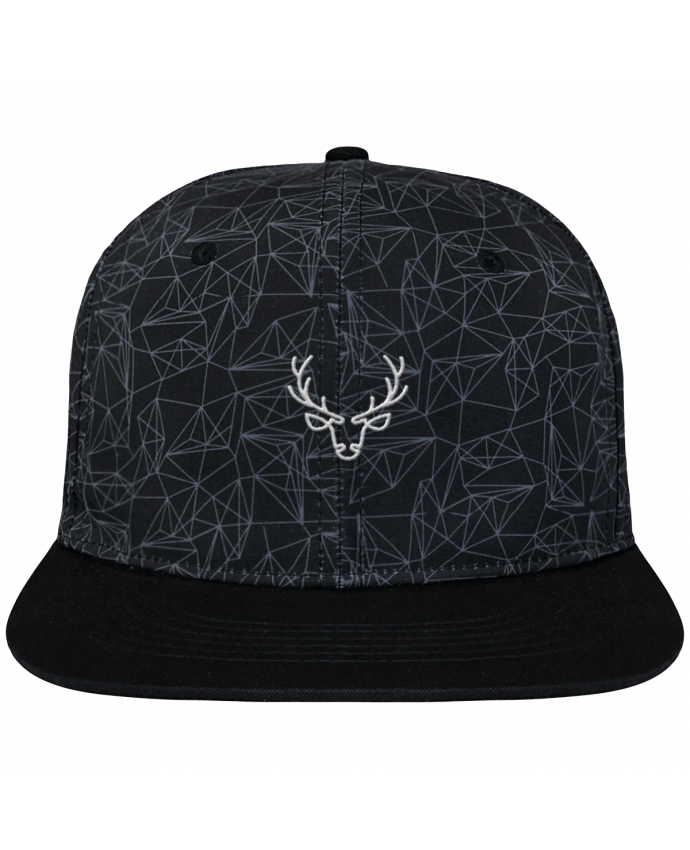 Snapback Cap geometric Crown pattern Cerf brodé avec toile imprimée et visière noire
