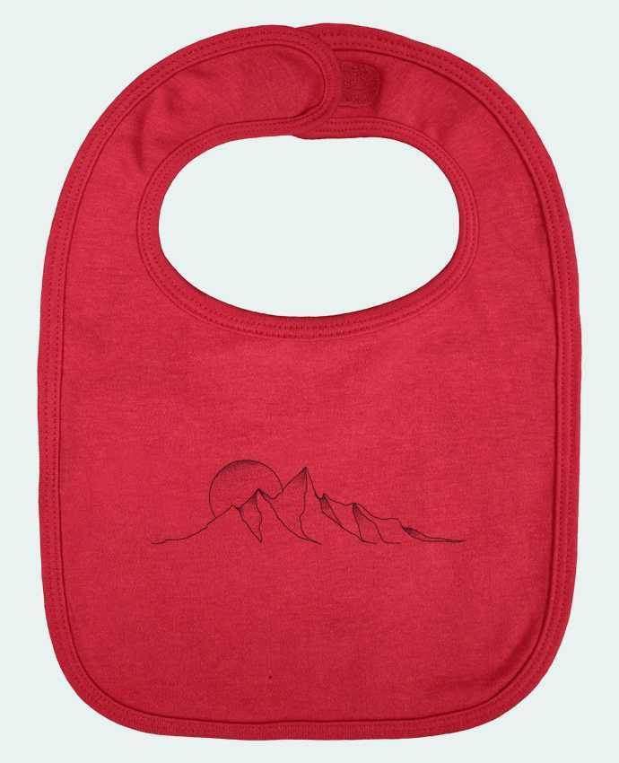 Baby Bib plain and contrast mountain draw by /wait-design