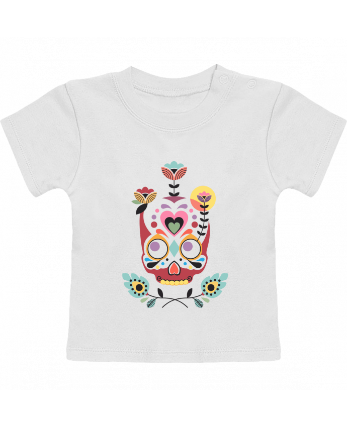 T-shirt bébé Calavera fleurie manches courtes du designer Tête Au Carré