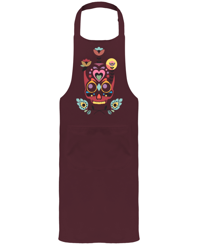 Tablier avec poches Calavera fleurie par Tête Au Carré