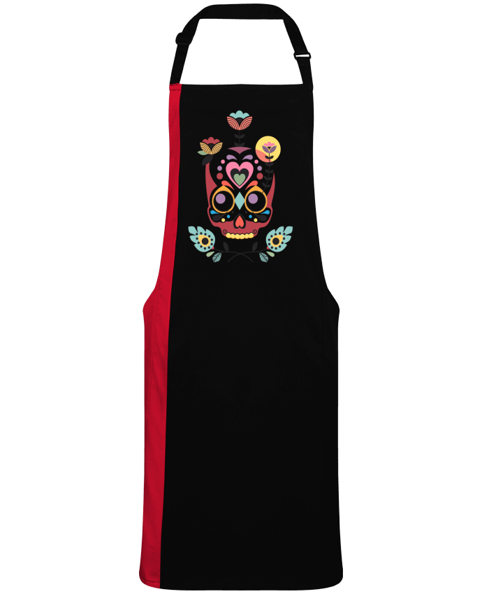 Tablier bicolore Calavera fleurie par  Tête Au Carré