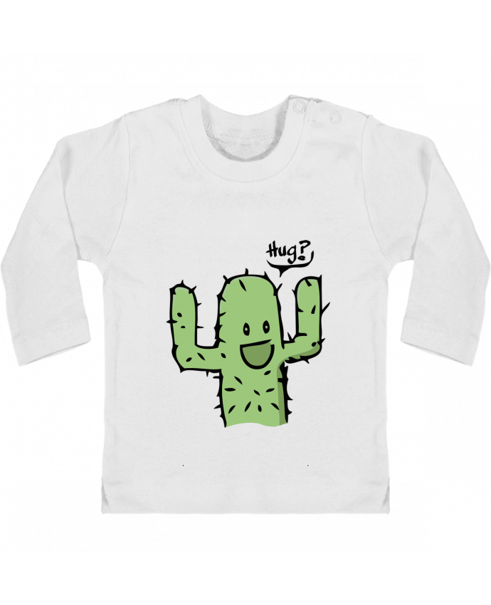 Baby T-shirt with press-studs long sleeve cactus calin gratuit manches longues du designer Tête Au Carré