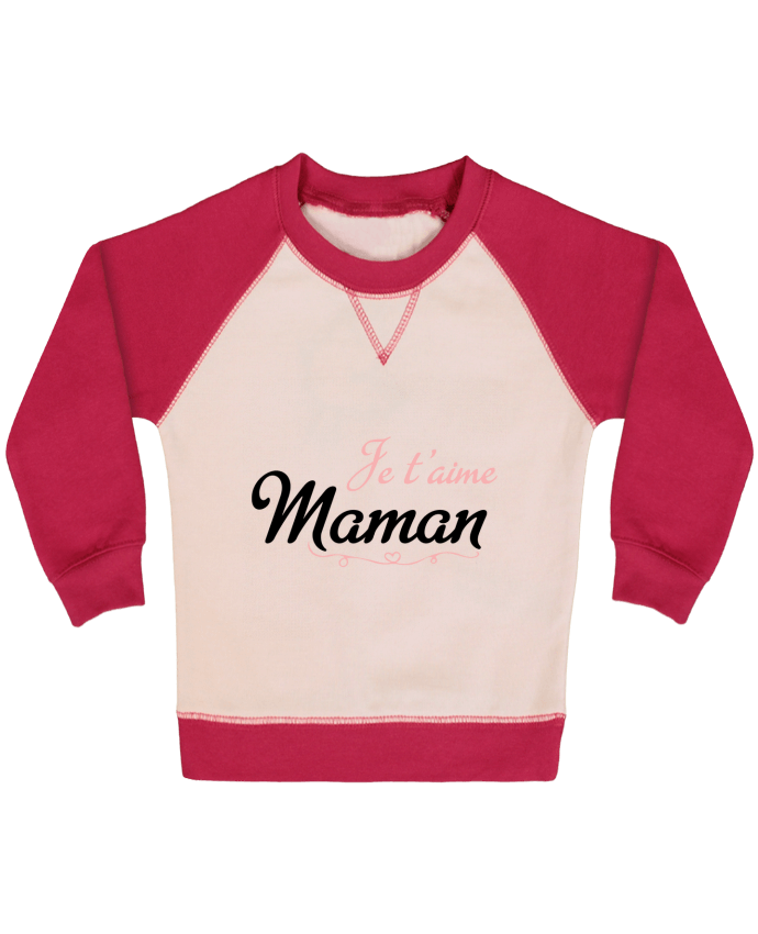 Sweat bébé manches contrastée Je t'aime Maman par tunetoo