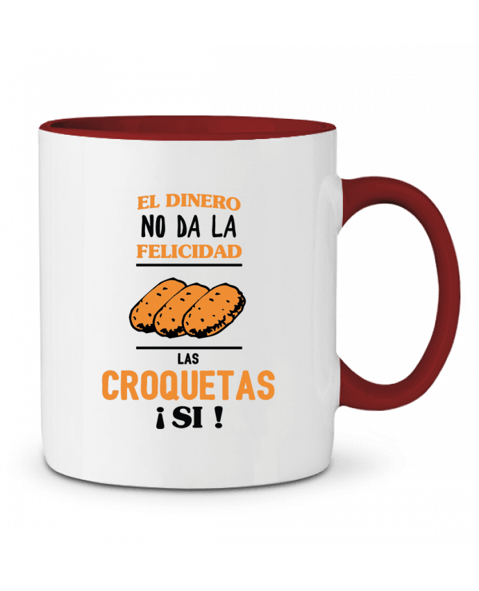 Mug bicolore El dinero no da la felicidad, las croquetas si ! tunetoo
