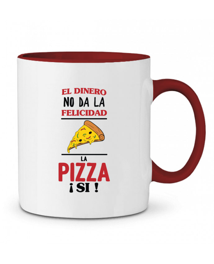 Mug bicolore El dinero no da la felicidad, la pizza si ! tunetoo