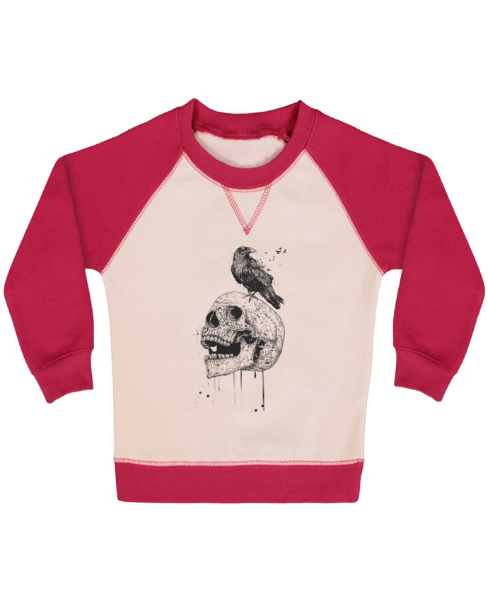 Sweatshirt Baby crew-neck sleeves contrast raglan New skull (bw) by Balàzs Solti