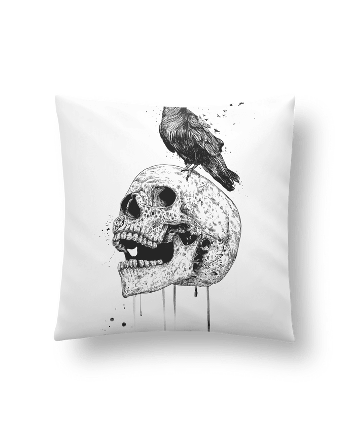 Cushion synthetic soft 45 x 45 cm New skull (bw) by Balàzs Solti