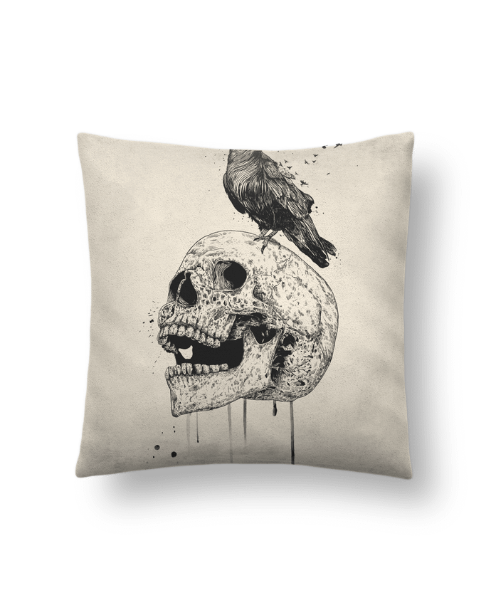 Cushion suede touch 45 x 45 cm New skull (bw) by Balàzs Solti