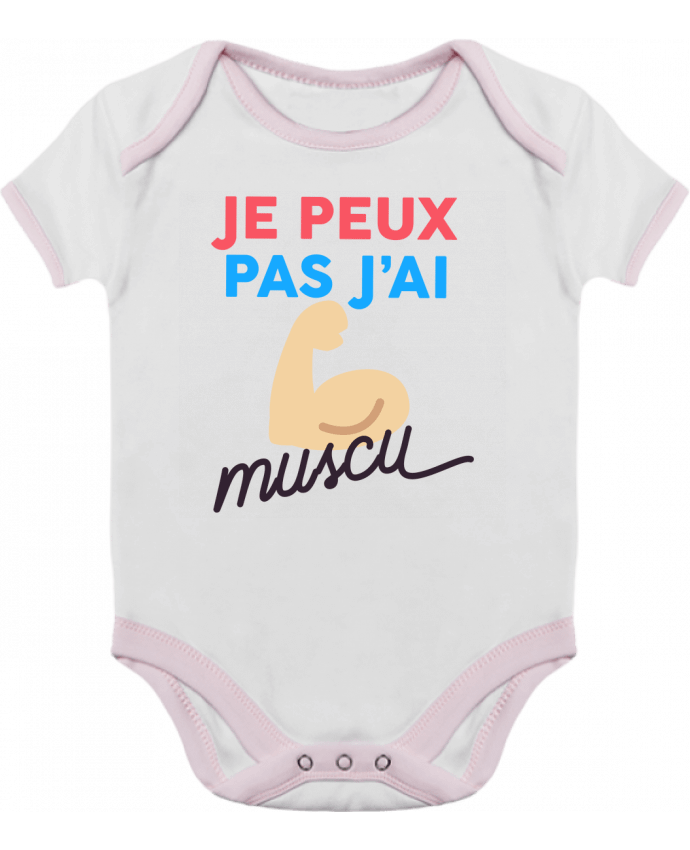Body bébé manches contrastées je peux pas j'ai muscu par Ruuud