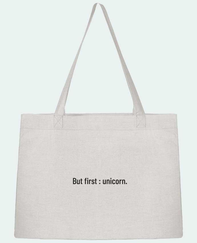Shopping tote bag Stanley Stella But first : unicorn. by Folie douce