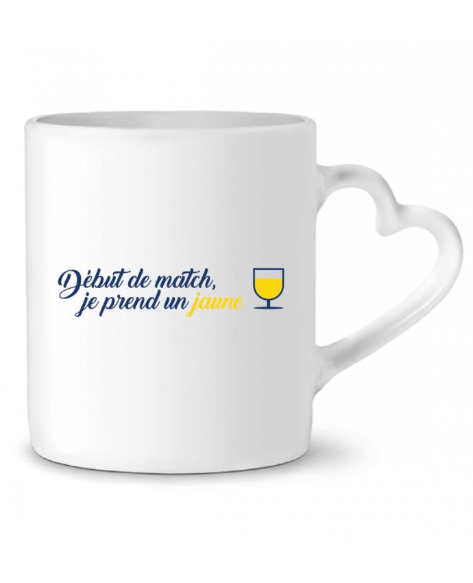 Mug coeur Début de match, je prend un jaune par tunetoo
