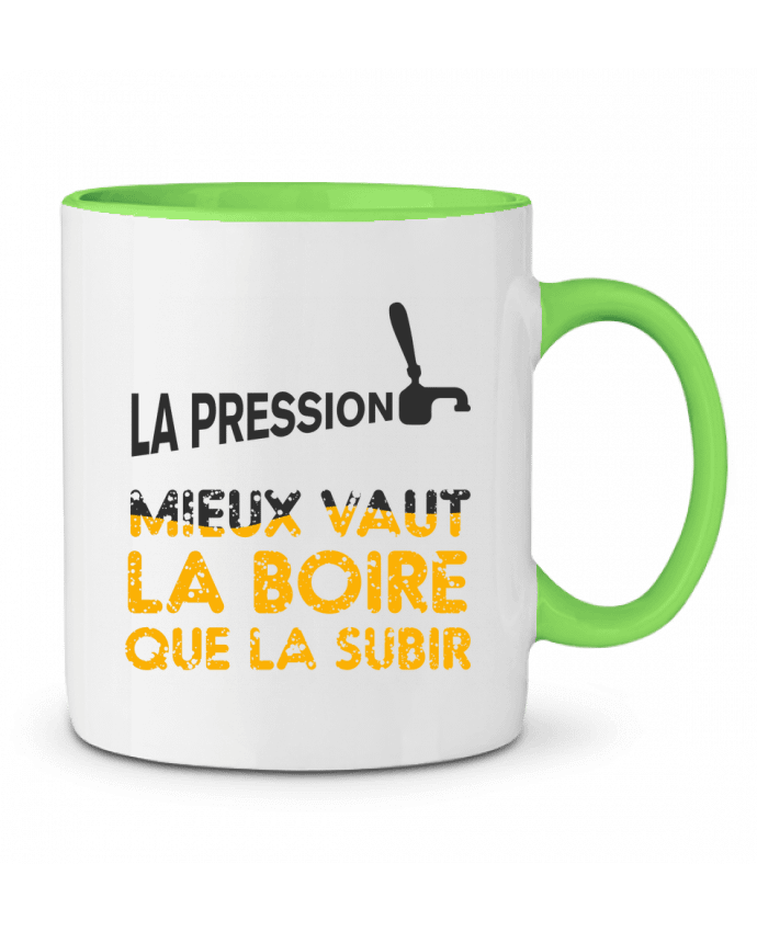 Two-tone Ceramic Mug La pression, mieux vaut la boire que subir tunetoo