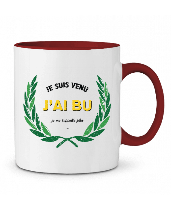 Mug bicolore Je suis venu, j'ai bu, je me rappelle plus tunetoo