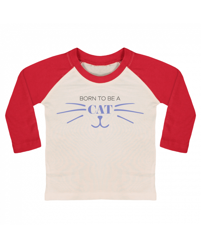 Camiseta Bebé Béisbol Manga Larga Born to be a cat por tunetoo