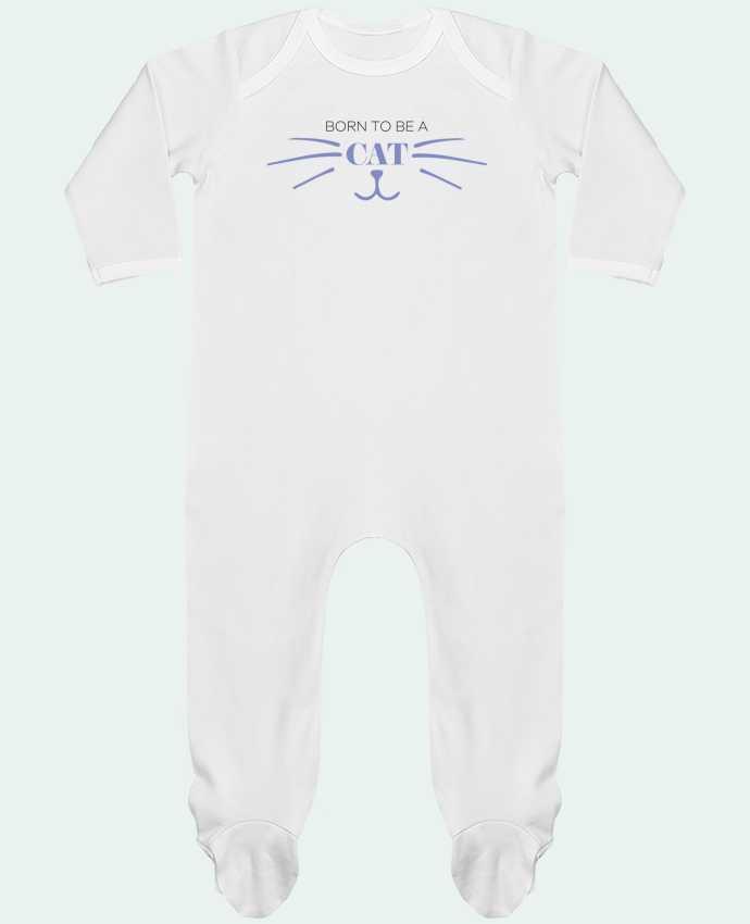 Baby Sleeper long sleeves Contrast Born to be a cat by tunetoo