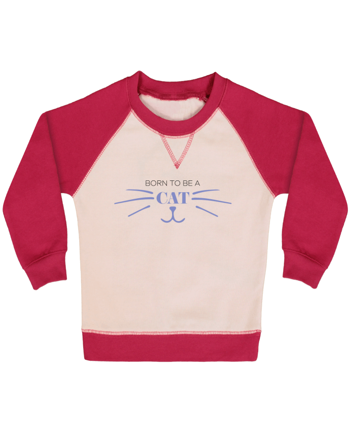 Sudadera Bebé Cuello Redondo Mangas Contraste Born to be a cat por tunetoo