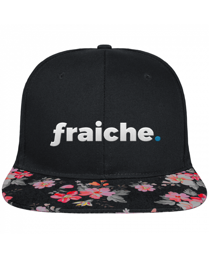 Snapback Cap visor black floral Crown pattern fraiche. brodé et visière à motifs 100% polyester et toile coton