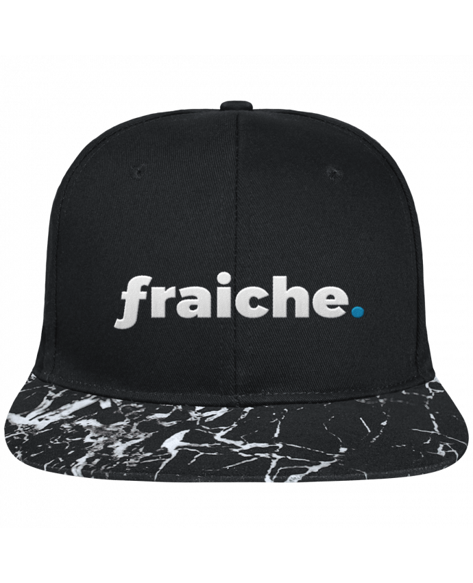 Snapback Cap visor black mineral pattern fraiche. brodé avec toile noire 100% coton et visière imprimée motif